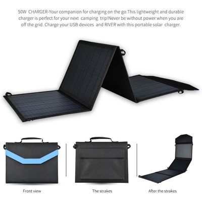 Outdoor Monocrystalline Silicon พับแผงโซลาร์เซลล์รถชาร์จแบตเตอรี่ 50w 80w 100W
