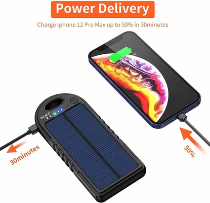 ธนาคารพลังงานแสงอาทิตย์ขนาด 18W 10000mAh เครื่องชาร์จ USB C OEM
