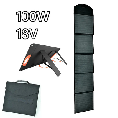 แผงโซลาร์เซลล์แบบพับได้ 5 พับแบบยืดหยุ่น 100W 18v แผงโซลาร์เซลล์สำหรับบ้านกลางแจ้ง