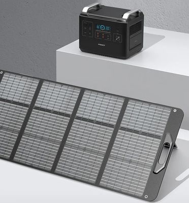 แผงโซลาร์เซลล์แบบพับได้กลางแจ้งขนาดเล็ก 100w การชาร์จแบบยืดหยุ่นกันน้ำสีดำเต็ม