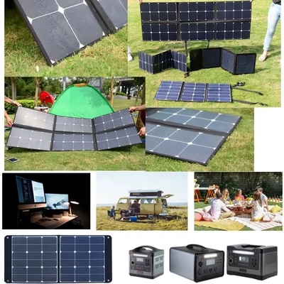 น้ำหนักเบากันน้ำ 100w แผงโซลาร์เซลล์แบบพับได้เครื่องชาร์จผ้าห่มพลังงานแสงอาทิตย์สำหรับกลางแจ้ง