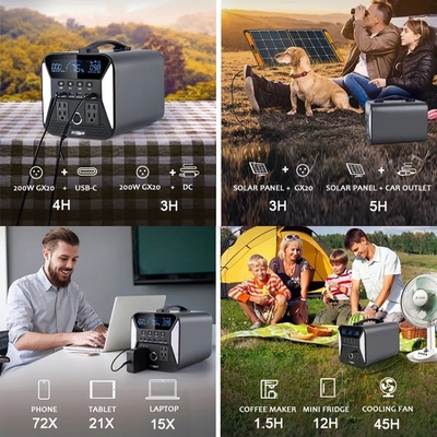 เครื่องกําเนิดพลังงานแสงอาทิตย์พกพา 220V Off Grid แบตเตอรี่ Lifepo4 1000W
