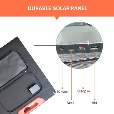 60W 100W 150W โปรแกรมพับแสงอาทิตย์พกพา 200W สําหรับการตั้งแคมป์กลางแจ้ง