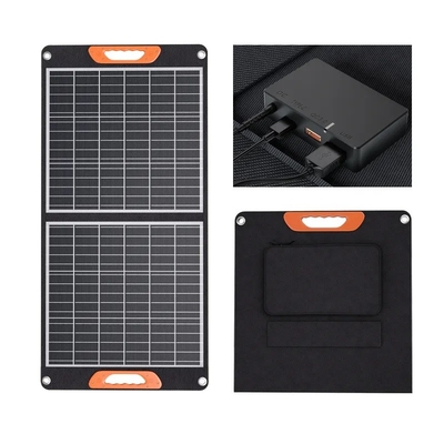 60W 100W 150W โปรแกรมพับแสงอาทิตย์พกพา 200W สําหรับการตั้งแคมป์กลางแจ้ง