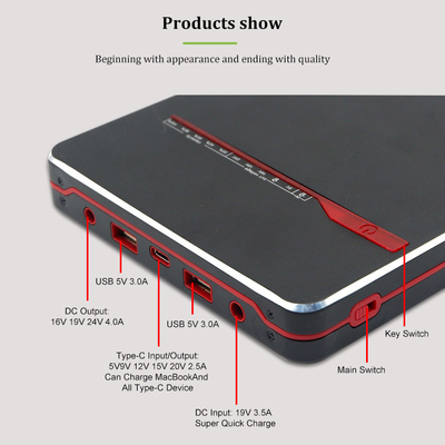 PD 65W 100W โน้ตบุ๊กแบบพกพา Type-C แล็ปท็อป Power Bank 40000mah 24V แบตเตอรี่สำรอง
