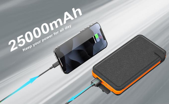 แผงชาร์จธนาคารพลังงานแสงอาทิตย์ขนาด 25000mAh 6W สำหรับโทรศัพท์มือถือ 0