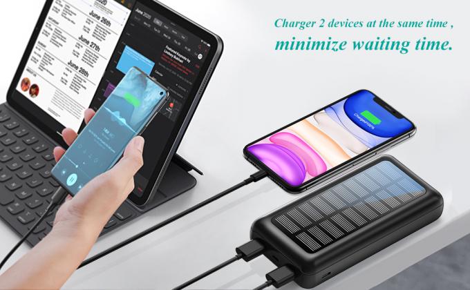 IPX5 เครื่องชาร์จแบบพกพาพลังงานแสงอาทิตย์ 30000mAh Battery Pack สำหรับ IPhone 2