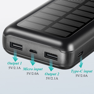 IPX5 เครื่องชาร์จแบบพกพาพลังงานแสงอาทิตย์ 30000mAh Battery Pack สำหรับ IPhone 5